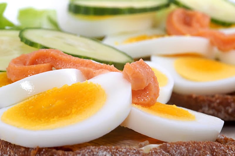 sliced eggs and cucumbers